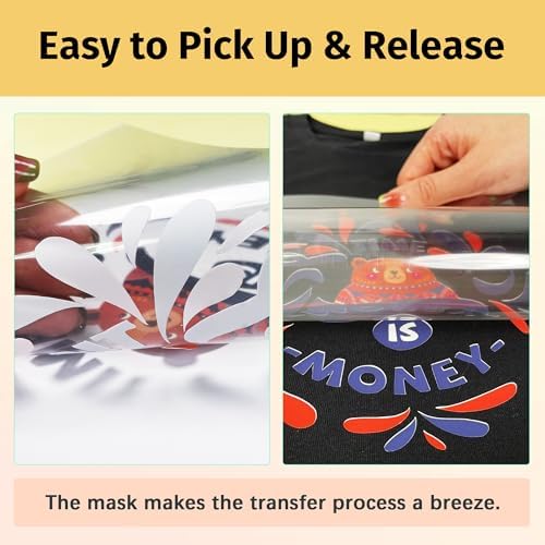 TransOurDream Heat Transfer Mask & Iron on Tape(30 Sheets, 8.5x11") - Iron-On Clear Positioning Film for Dark Transfer Paper & Printable HTV on Shirts