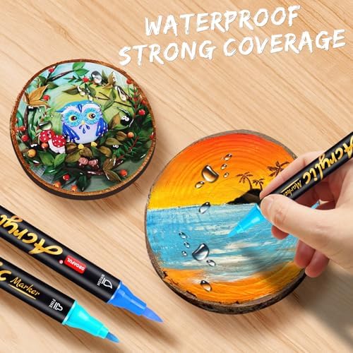 Acrylic Paint Pens Markers, 20 Colors Dual Tips Waterproof Paint Markers