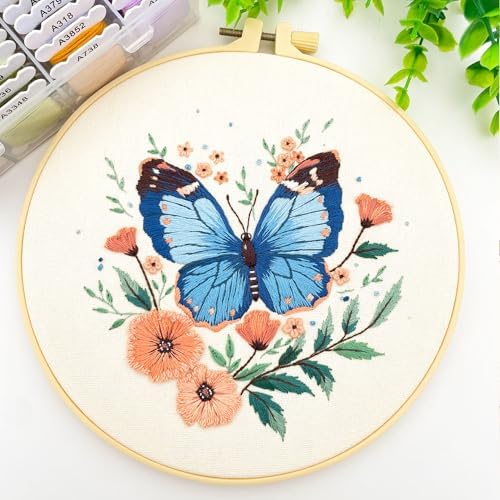 Silentsea Blue Butterfly Embroidery Kit for Adults