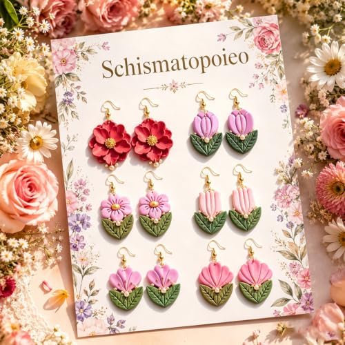 10 Pcs Flower Polymer Clay Cutters for Earrings Making