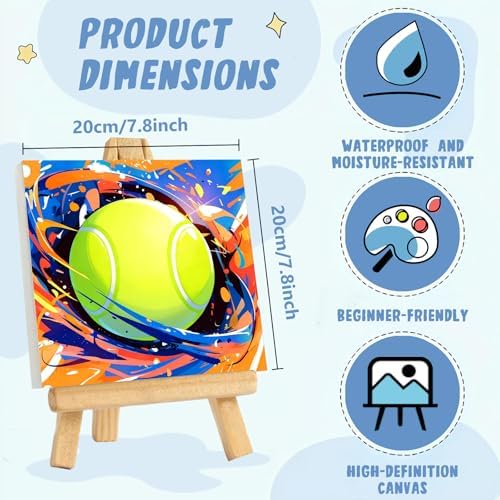 XTCIXAL Paint by Numbers Kit for Kids with Frame, Tennis, 8X8 inch