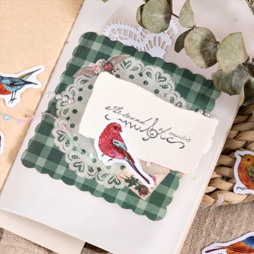 Bird Stickers, Obujopal 46PCS Small Fly Bird Stickers for Junk Journal Scrapbooking Bullet Journal Kids DIY Planners Collage Diary Album Laptop Phone Cases and Art Crafts, 23 Patterns