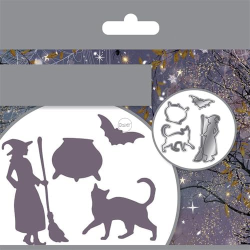 Halloween Witch Cat Bat Metal Cutting Dies for Card Making