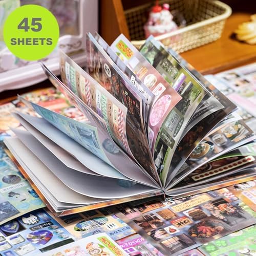 Japanese Sticker Book,800 Pcs Romantic Memory Series Comic Retro Stickers Book for DIY Cute Scrapbooking Journaling Handbook Material Decoration