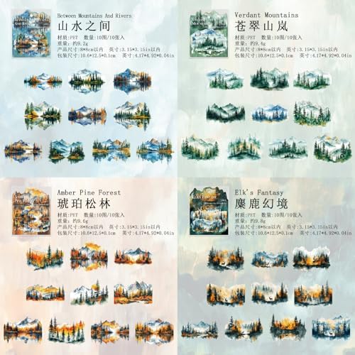 40 Pcs Aesthetic Nature Landscape Stickers for Junk Journaling
