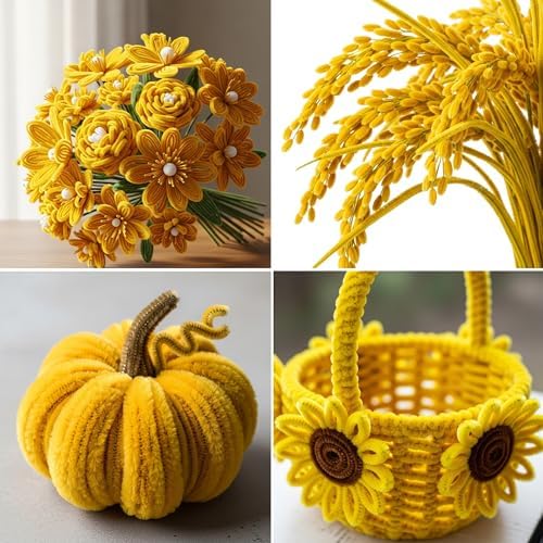 Caydo 200 Pieces Blonde Yellow Pipe Cleaners for Flowers
