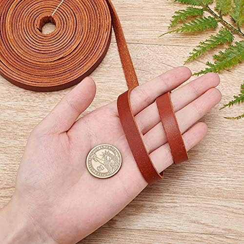 GORGECRAFT 197 Inch 10mm Brown Leather Strap Belt Blank Strips Full Grain Faux Flat Genuine Leather Cord for Jewelry Making DIY Craft Projects Belts Keychains Pet Collars Leather Watch