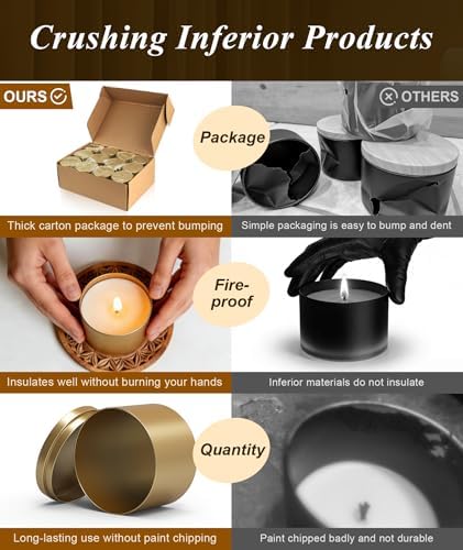 PCREGPAE 8OZ Gold Candle Tins Cans with Lids and Wicks for Making Candles