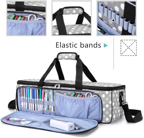 LUXJA Carrying Bag for Cricut Die-Cutting Machine and Supplies, Gray Dots