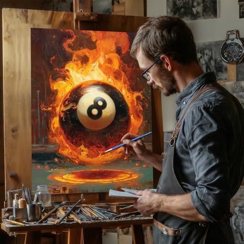 Reivworl Billiards Paint by Numbers Kit for Adults Beginner, 16" Wx20 L Billiards Paint by Number for Adult, Acrylic Painting Kits with Canvas for Gifts and Wall Decor