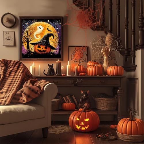 Halloween Paint by Numbers for Adults, Pumpkin Paint by Number on Canvas