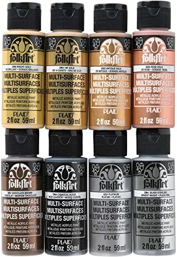 FolkArt Metallic Acrylic Craft Paint Set Formulated to be Non-Toxic that is Perfect for Beginners and Artists, 8 Count, 2 oz, 16 Fl Oz