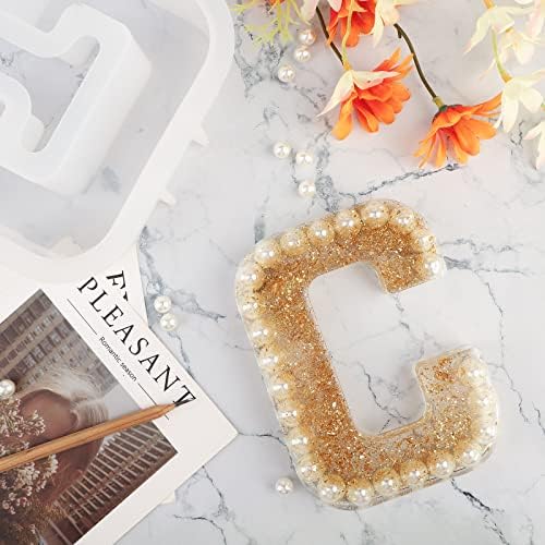 Gartful 7 Inch Large Letter Molds for Resin, 3D C Capital Alphabet Epoxy Resin Mold, A to Z Thick Resin Letter Molds for Making Letters, Word Sign Art, DIY Crafts, Making Cake, Party Home Decor