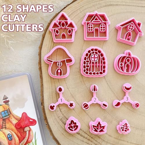 Keoker Fall House Polymer Clay Cutters for Polymer Clay Jewelry, 12 Halloween Clay Earring Cutters