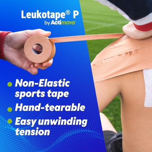 Leukotape P Adhesive Strapping Tape – for Sports Injuries, Strains and Sprains - 1.5 in x 15 yds, Tan, (1 Roll)