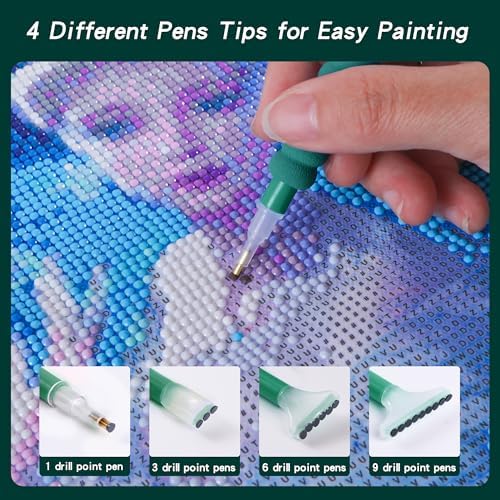 LYMUSUMI 61PCS 5D Diamonds Art Accessories and Tools Kits with Diamond Painting Roller and Diamond Art Storage Box for Adults or Kids（Green）
