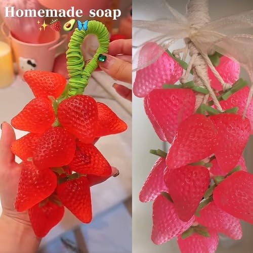 2pcs Large Strawberry Grape Soaps Mold Soap Making Kit for Soap Making Gift (Without Soaps)