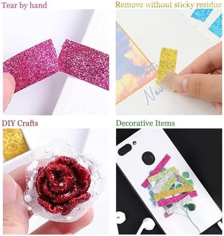 Glitter Washi Tape Set 12 Rolls, Cute Tape Decorative Tape for Crafts