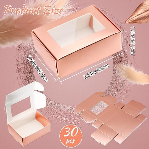 Zonon 30 Pcs Mini Kraft Soap Boxes with Window Homemade,Rose Gold