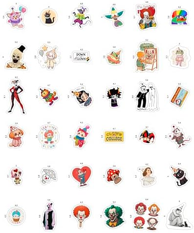 100Pcs Clown Stickers for Water Bottle and Laptop - Clown Party Favors, Supplies & Decorations, Waterproof Vinyl Decals, Scary Circus and Fun Stickers, Gifts for Women & Men