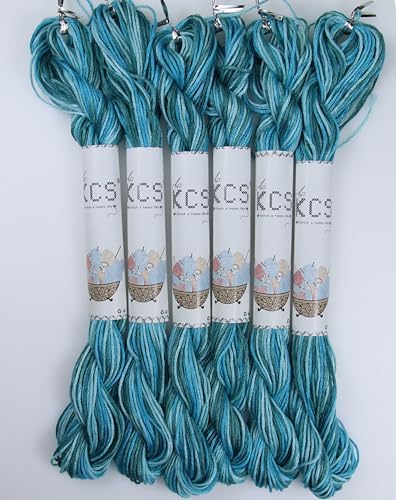 KCS Big skeins of 25 Meters Size 25 Color Variegated Cross Stitch Stranded Threads,6 skeins,4025