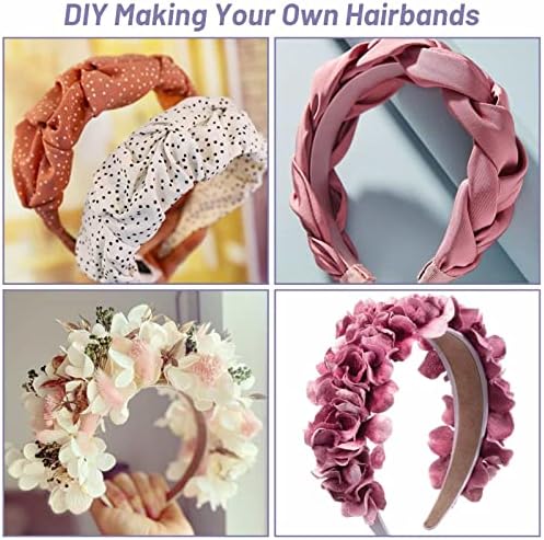 anezus 16 Pcs Satin Headbands Bulk 1 Inch Anti-slip Ribbon Hair Bands Plain Hard Headbands for Women Girls DIY Craft Hair Accessories (Multicolor)
