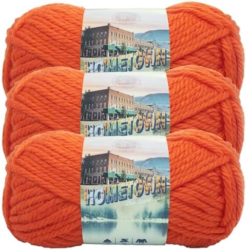 Lion Brand Yarn Hometown Yarn, Super-Bulky Yarn for Knitting, Crocheting, and Crafting, 3 Pack, Syracuse Orange