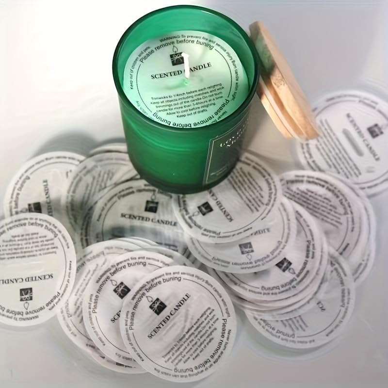 Round Candle Warning Safety Stickers,Labels with Burning Instructions