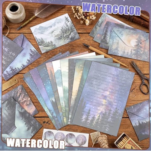 TaoBary 160 Pcs Whimsical Illustration Stationery Paper and Envelopes Set