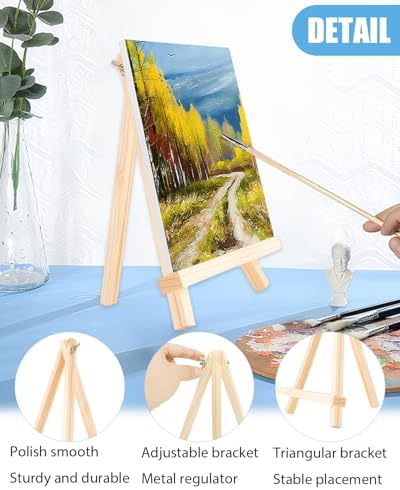 Painting Easel, 12 Pack Wooden Table Top Easels Wooden Easel for Painting, Portable Canvas Photo Picture Sign Holder (Orignal, 7.1 "L x 9.4 "H)