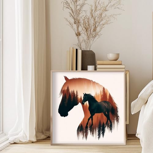 GEEHEIY Diamond Art Kits for Adults, 5D Forest Horse Diamond Painting Kit