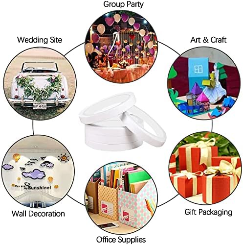 Double Sided Tape for Crafts Gifts Arts Photography Scrapbooking Tear-by-Hand,Paper Backing 1/2 Inch (11 Rolls)