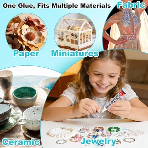 60 Tube B-7000 Glue 15Ml/0.5 fl oz- Strong Transparent Rhinestone Glue with Precision Tip, Waterproof, Flexible, Bulk B7000 Glues Paste Adhesive for DIY Craft Jewelry Making Shoes Phone Repair