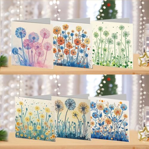 DDGYP 6pcs Diamond Art Cards with Envelopes for Birthday & Daily Greetings