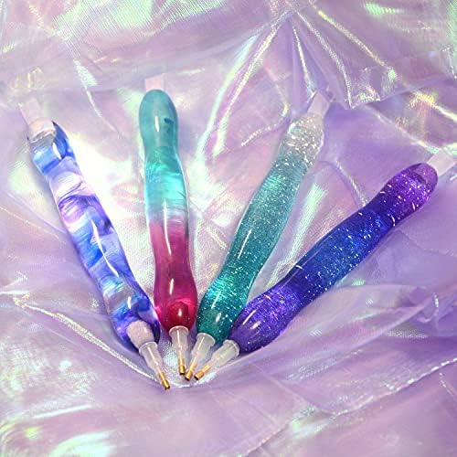 Praise V Do Diamond Painting Art Drill Bead Pen Accessories Tool Kit, 5D Diamond Painting Drill Pen Stylus Tips Placers Heads and Glue Clays Shine Purple