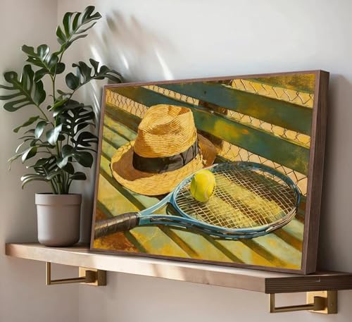 Tennis Diamond Art Kits for Adults, Retro Style Diamond Painting Kit Adults for Beginners, Round 5D DIY Dimond art,Full Drill Painting Kit Art and Crafts for Adults Home Wall Decor【15.7x11.8inch】