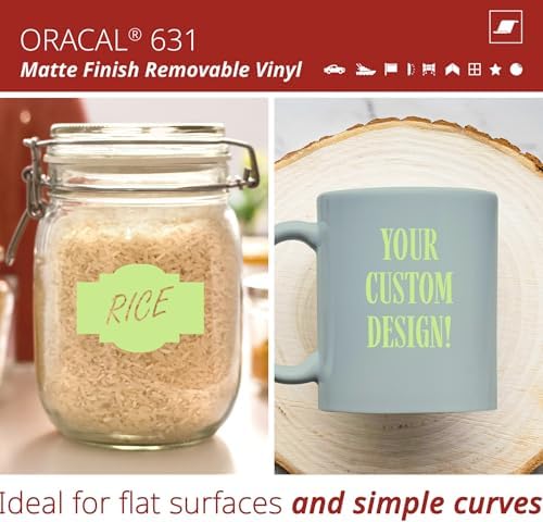 ORACAL 631 Matte Key Lime Pie Vinyl Durable Roll Easy to Weed Permanent Adhesive Craft Vinyl for Plotting Machines, Decals & DIY Projects 12” x 15ft + Transfer Tape 12" x 24"