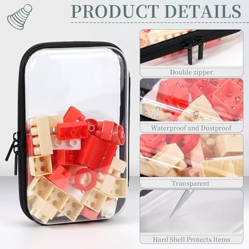 YOPCDJ 3 Pack Clear Hard Shell Zipper Case, Clear Zipper Pouches Waterproof Makeup Organizer & Travel Toiletry Bag, Plastic Pouch for Travel Office Storage, Home, Black Small Size