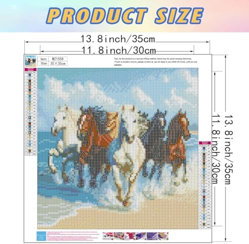 Horse Diamond Art Kits for Adults, 5D Animal Diamond Painting 14x14in