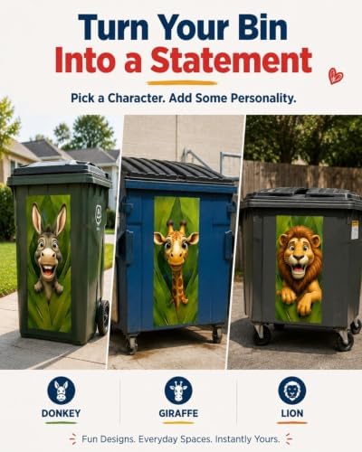 Creative Trash Can Sticker with Colourful Cartoon Waterproof Self-Adhesive