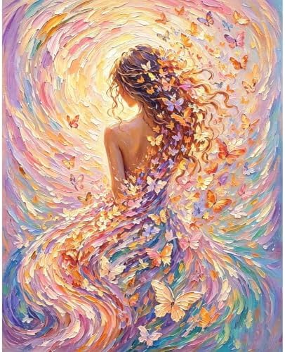 Woman Paint by Numbers Kit for Adults, DIY Oil Painting Canvas 16x20inch