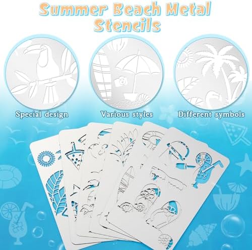 Lewtemi 6 Pcs Metal Wood Burning Stencils, Summer Style Letters Numbers
