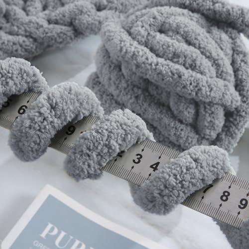 MABOZOO Assorted Chunky Yarn for Hand Knitting 8 Pack, Fluffy Jumbo Chenille Yarn, Soft Plush Yarn Bulky, Giant Thick Fuzzy Yarn for Arm Knitting,4 White & 4 Grey, 31.7 Yds/8 Oz Each