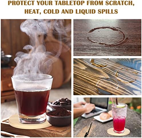 30 Pieces Unfinished Wood Coasters, 4 Inch Round Blank Wooden Coasters for Crafts with Non-Slip Silicon Dots for DIY Stained Painting Wood Engraving Home Decoration