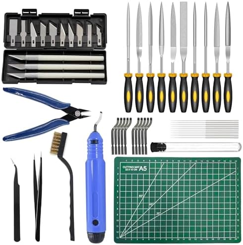 49Pcs 3D Printer Accessories Kit, 3D Printing Tools Set Includes Nozzle Cleaning Kit, Deburring Tools, Needle Files, Removal Tools, Craft Knife, Tweezers, Cutting Mat for 3D Prints Finishing