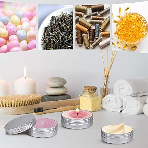 Aluminum Tin Cans, 24pcs 4 OZ Metal Round Tins Containers with 4pcs Stickers and A Double-ended Scraper Set for Candles Making and Storage (Pack of 2)