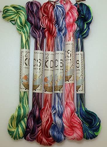 KCS Big skeins of 25 Meters Size 25 Color Variegated Cross Stitch Stranded Threads,6 skeins,03