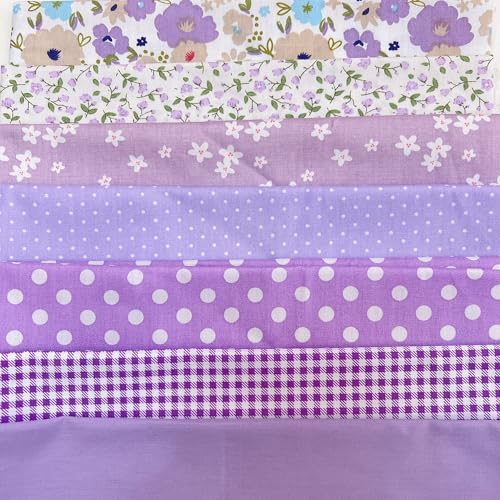Cotton Fabric DIY Making Supplies Quilting Patchwork Fabric Fat Quarter Bundles DIY for Quilting Cotton Patchwork Cushions (Pruple Flowers, 20" x 20")