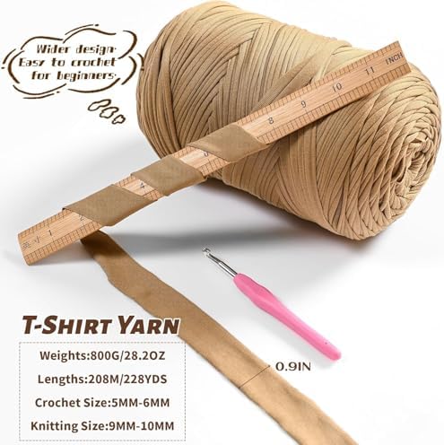 800g T-Shirt Crochet Yarn for Crocheting Crafts/Bags/Basket/Coaster,Hand Knitting Tshirt Yarn for Crochet,228yds T Shirt Yarns with High Elastic Thick Yarns Polyester Fabric(Lilac)