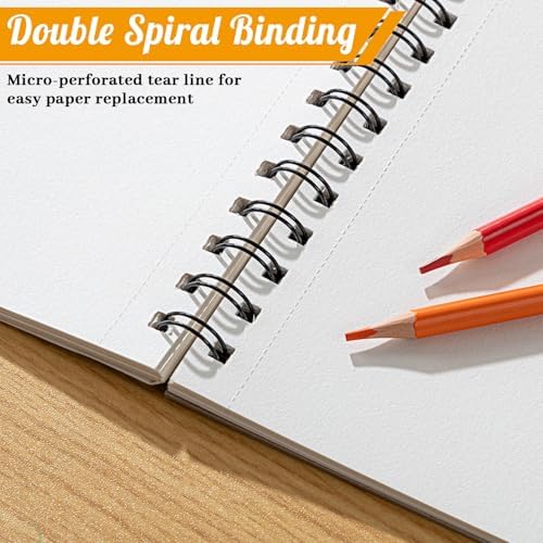 2 Pack Sketch Books for Kids 9 × 12In, 100gsm Drawing Pad with 36 Pencils